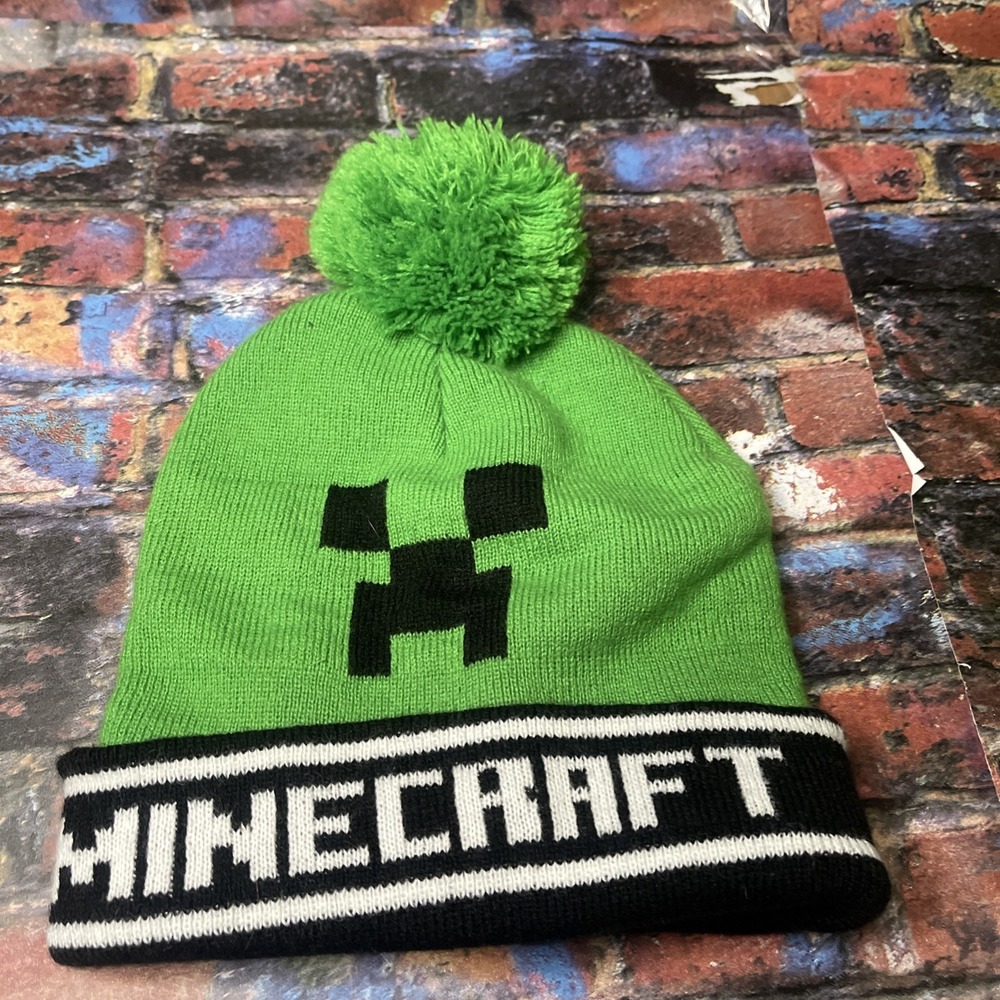 Minecraft Creeper Beanie With Poof